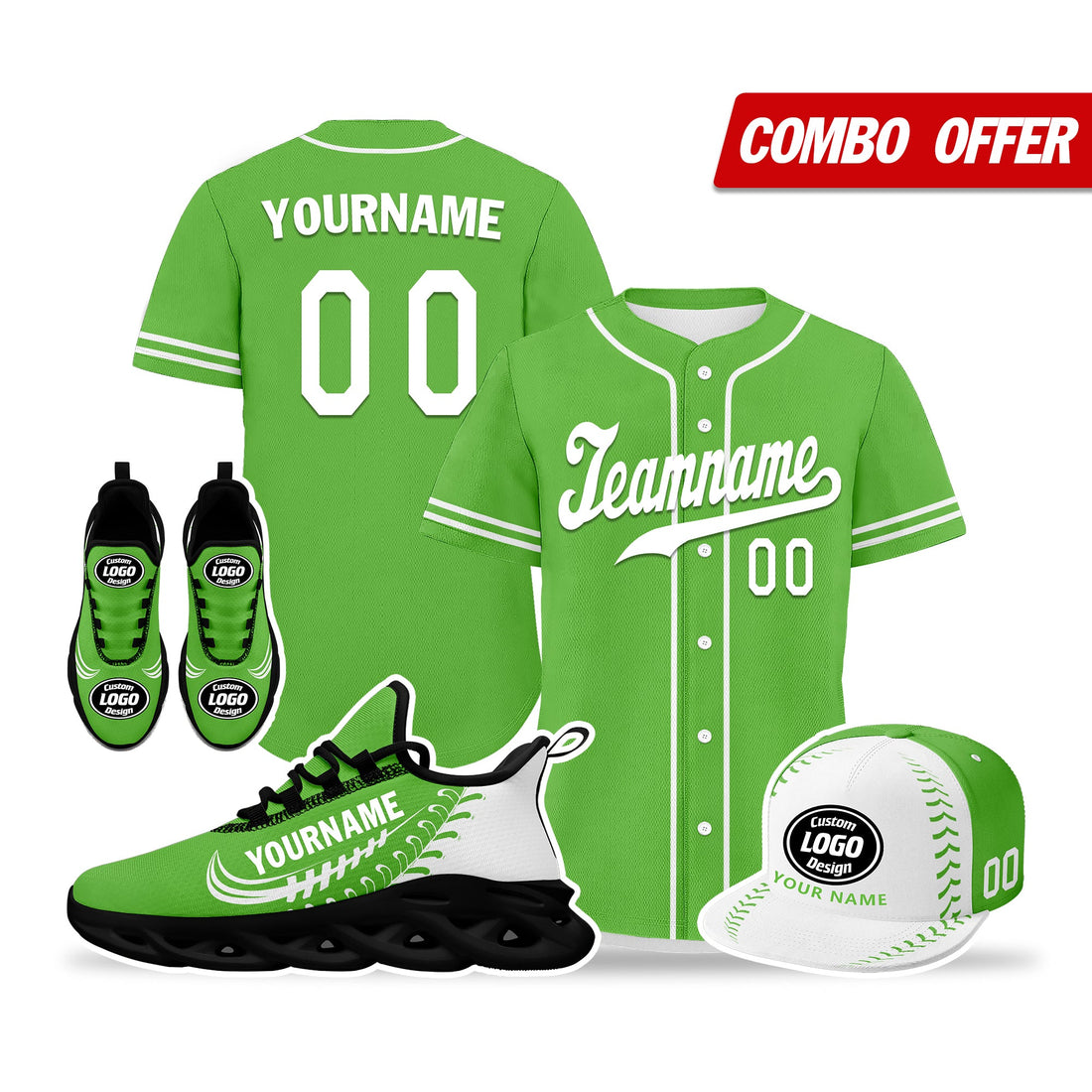 Custom Green Jersey MaxSoul Shoes and Hat Combo Offer Personalized ZH-bd0b00e0-be