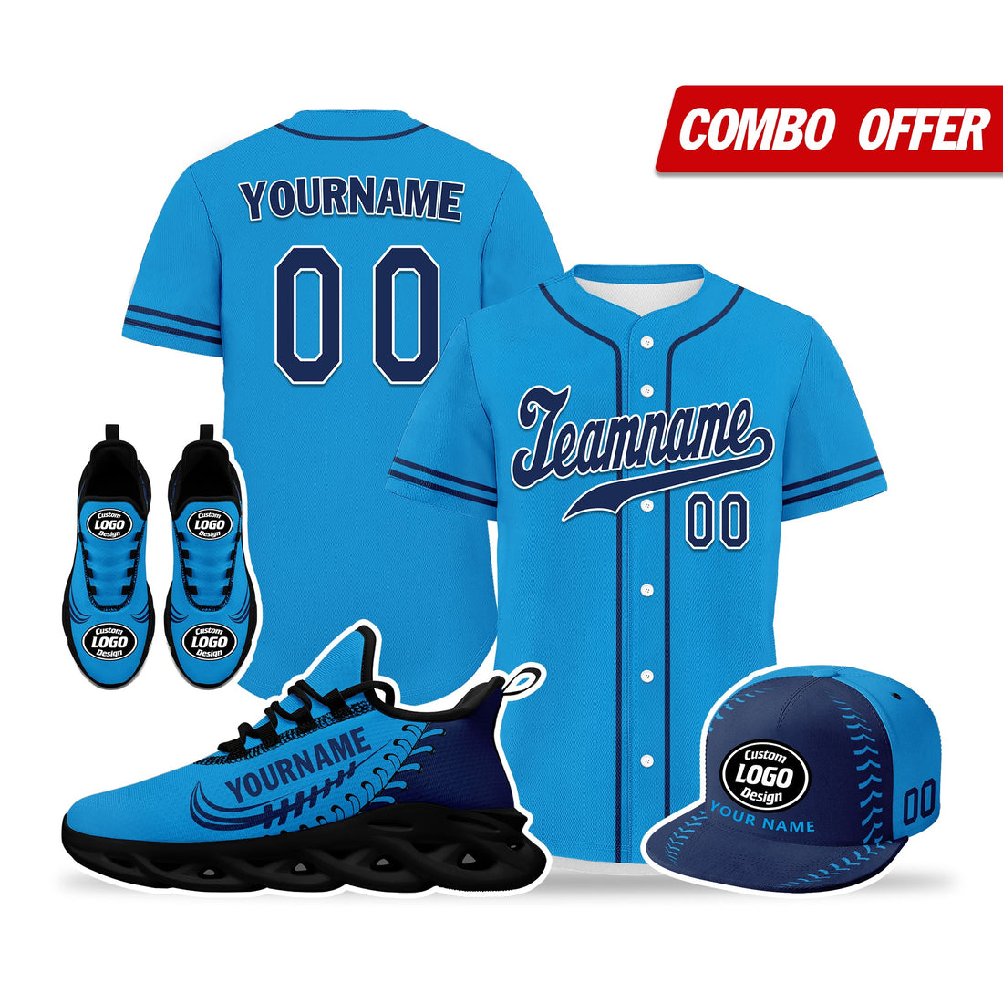 Unique Gift,Custom Blue Jersey MaxSoul Shoes and Hat Combo Offer Personalized ZH-bd0b00e0-cc