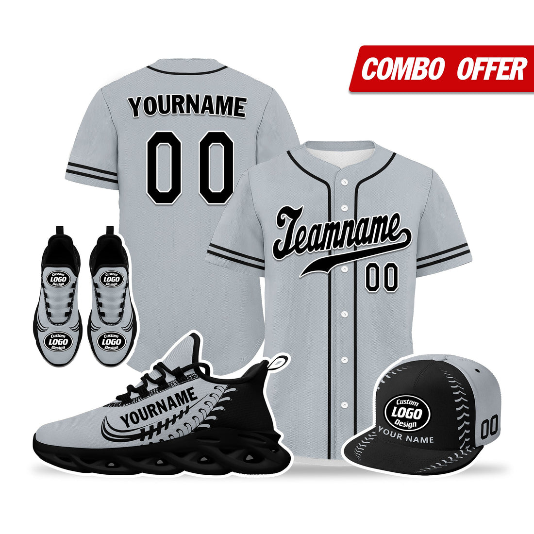 Unique Gift,Custom Grey Jersey MaxSoul Shoes and Hat Combo Offer Personalized ZH-bd0b00e0-d
