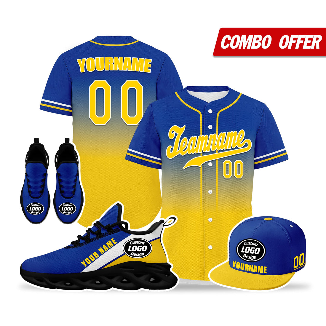 Luxury Gifts,Custom Blue Yellow Jersey MaxSoul Shoes and Hat Combo Offer Personalized ZH-bd0b007e-a0