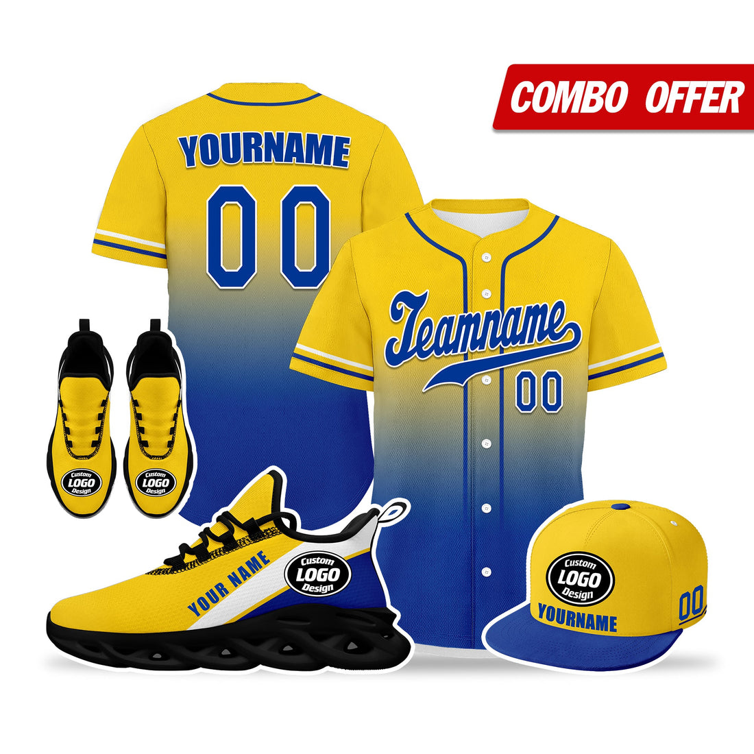 Luxury Gifts,Custom Yellow Blue Jersey MaxSoul Shoes and Hat Combo Offer Personalized ZH-bd0b007e-aa