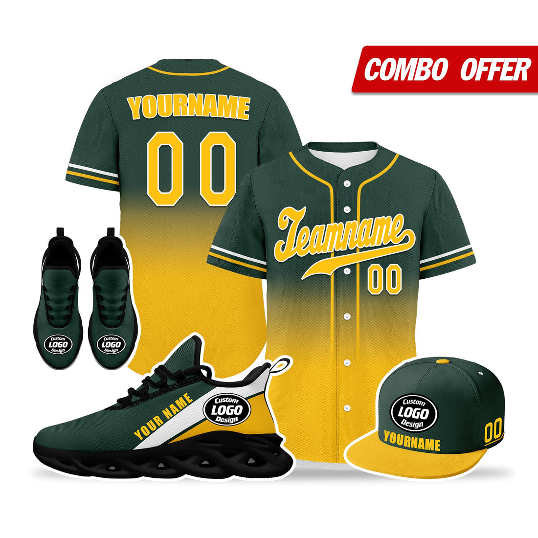 Luxury Gifts,Custom Green Yellow Jersey MaxSoul Shoes and Hat Combo Offer Personalized ZH-bd0b007e-ab