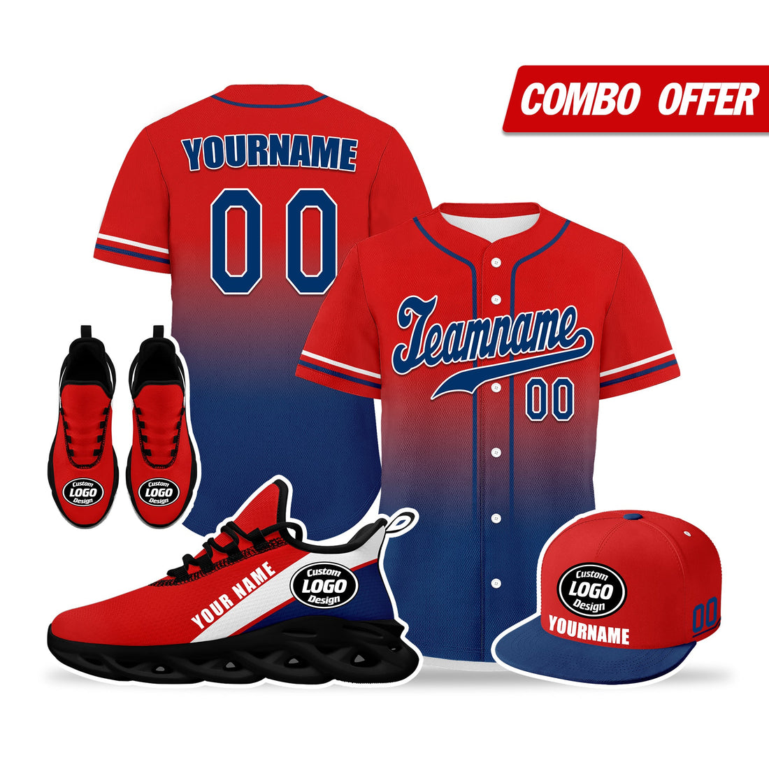 Luxury Gifts,Custom Red Blue Jersey MaxSoul Shoes and Hat Combo Offer Personalized ZH-bd0b007e-e