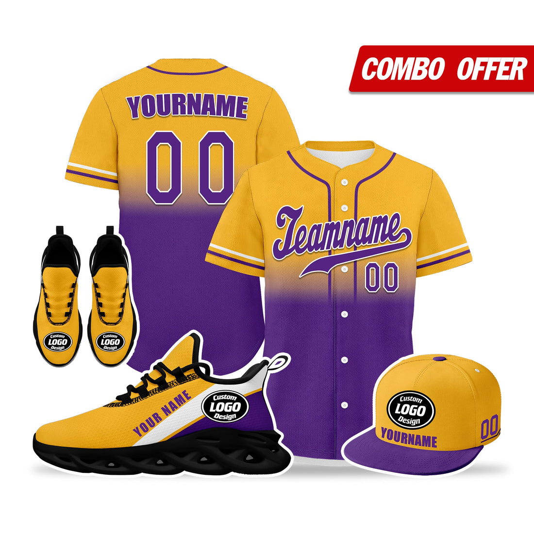 Luxury Gifts,Custom Yellow Purple Jersey MaxSoul Shoes and Hat Combo Offer Personalized ZH-bd0b007e-7