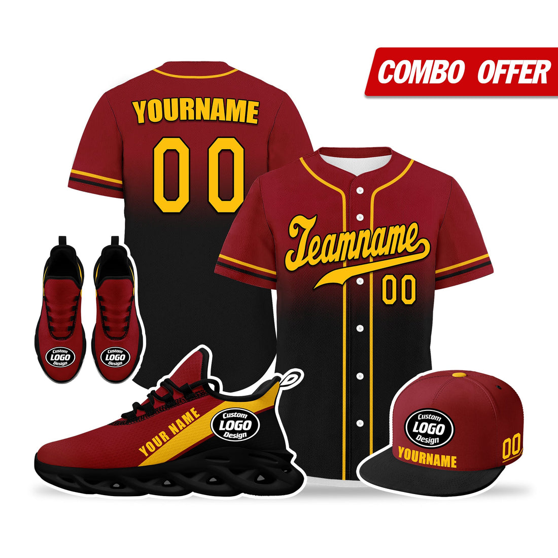 Luxury Gifts,Custom Red Black Jersey MaxSoul Shoes and Hat Combo Offer Personalized ZH-bd0b007e-9