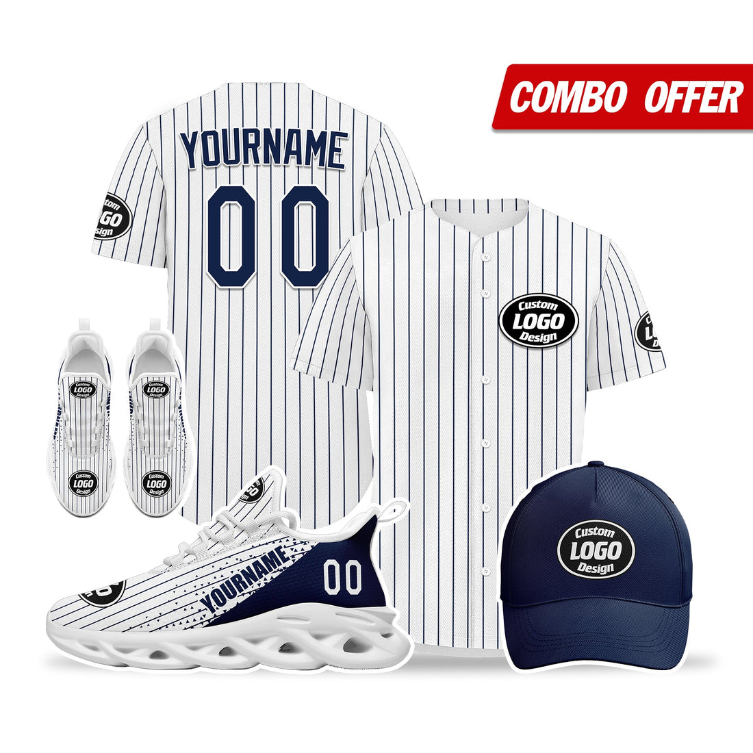 Corporate Gifts,Custom White Blue Jersey MaxSoul Shoes and Hat Combo Offer Personalized ZH-D0b0089-a