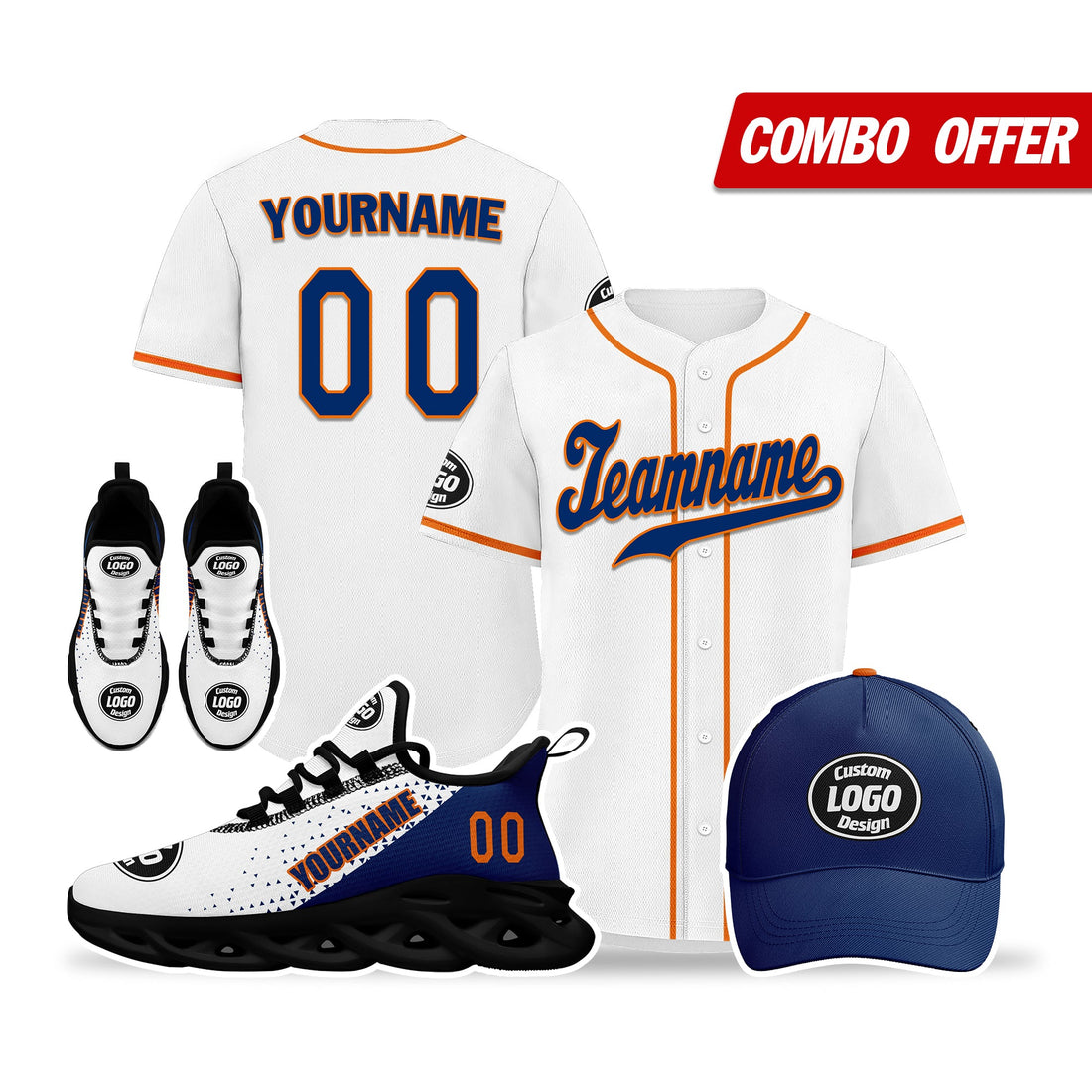 Corporate Gifts,Custom White Blue Jersey MaxSoul Shoes and Hat Combo Offer Personalized ZH-D0b0090-a