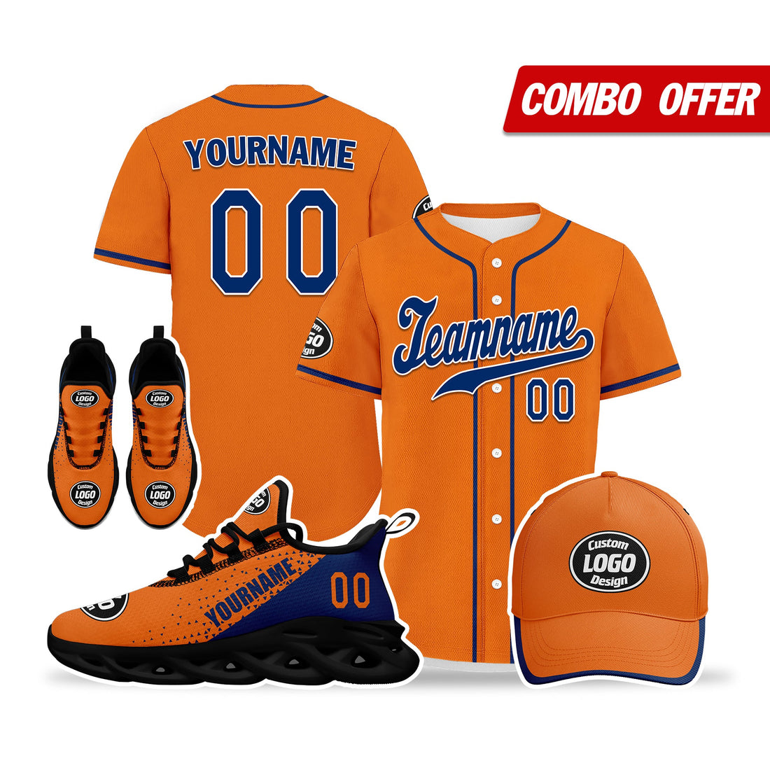 Corporate Gifts,Custom Orange Blue Jersey MaxSoul Shoes and Hat Combo Offer Personalized ZH-D0b0090-b