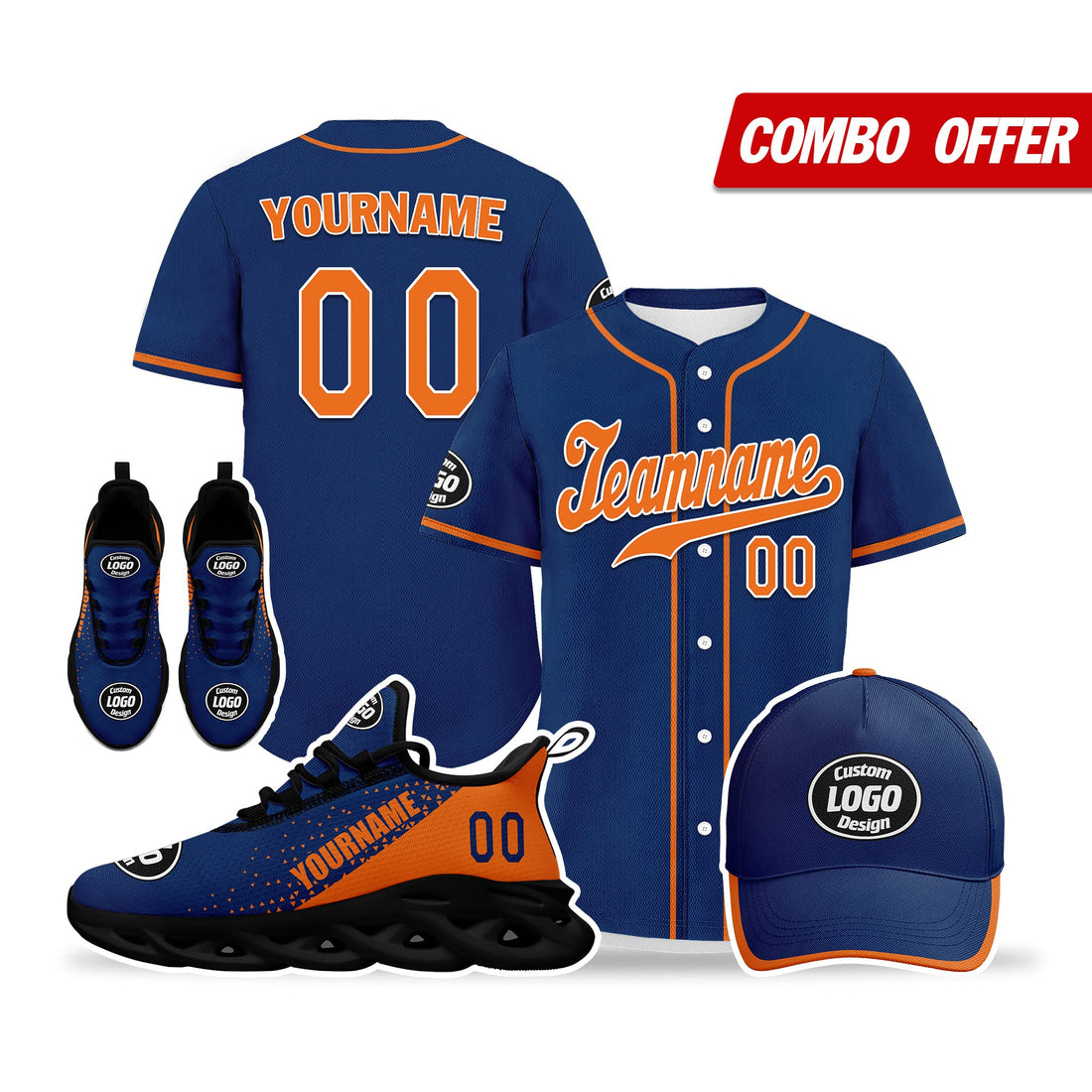 Corporate Gifts,Custom Blue Orange Jersey MaxSoul Shoes and Hat Combo Offer Personalized ZH-D0b0090-c