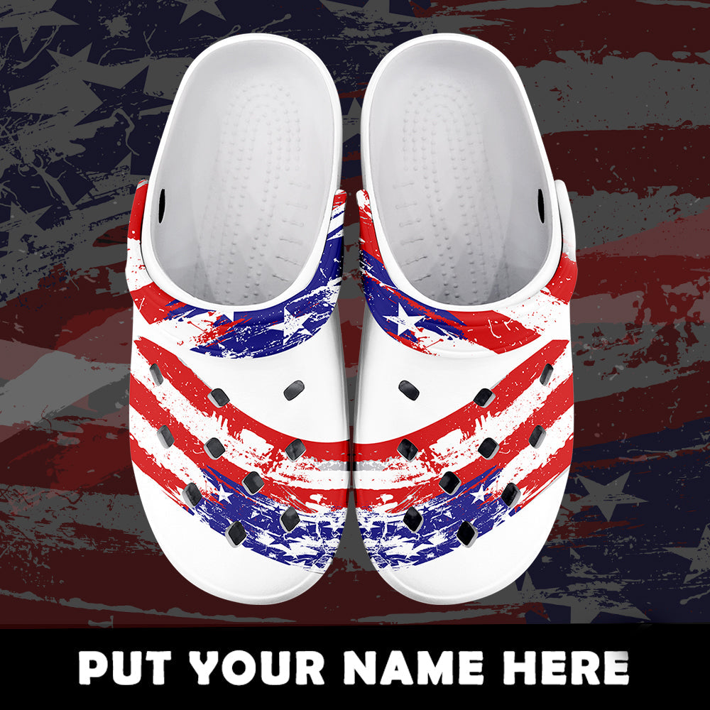 Christmas gift ideas employees, company gift ideas for customers Clogs-B05603 Custom Clogs Shoes, American Flag for Clog Shoes, Printed Shoes