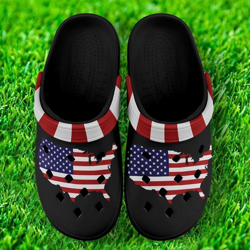 Custom corporate gifts, gift ideas for clients Custom Clogs Shoes, American Flag for Clog Shoes, Printed Shoes Clogs-B06009