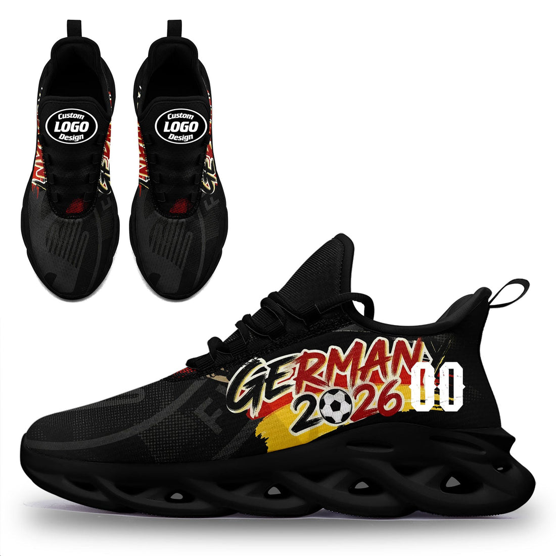 Custom Germany 2026 World Cup Sneakers DIY Country Flag Running Shoes Lightweight Sport Shoes Gift for Football Fans Personalized Team Name and Logo FN003-F025035-9