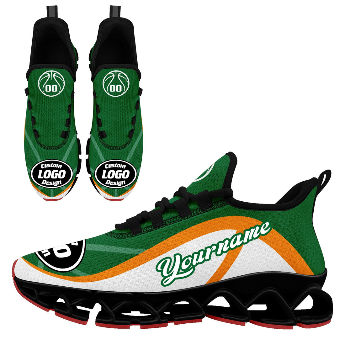 Custom Green Orange Maxsoul Shoes Personalized Sneaker FN003XD-D020391-18