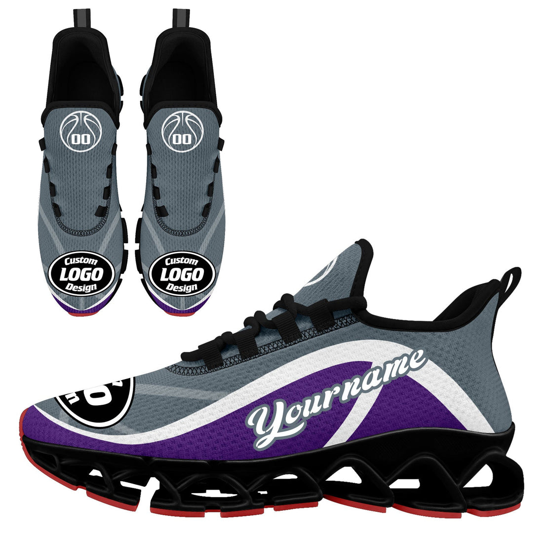 Custom Purple Gray Maxsoul Shoes Personalized Sneaker FN003XD-D020391-8