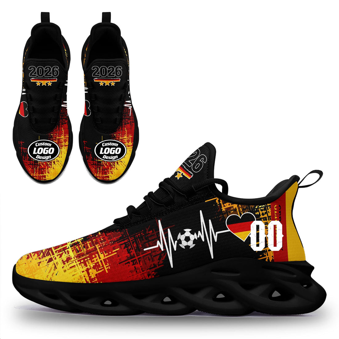 Custom Germany 2026 World Cup Sneakers DIY Country Flag Running Shoes Lightweight Sport Shoes Gift for Football Fans Personalized Team Name and Logo FN003-F025035-4