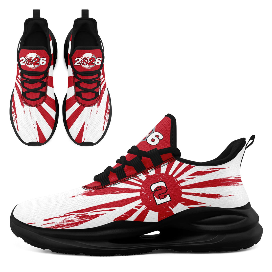 Custom 2026 World Cup Japan Sneakers DIY Country Flag Running Shoes Lightweight Sport Shoes Gift for Football Fans Personalized Team Name and Logo FN079-F023088-10