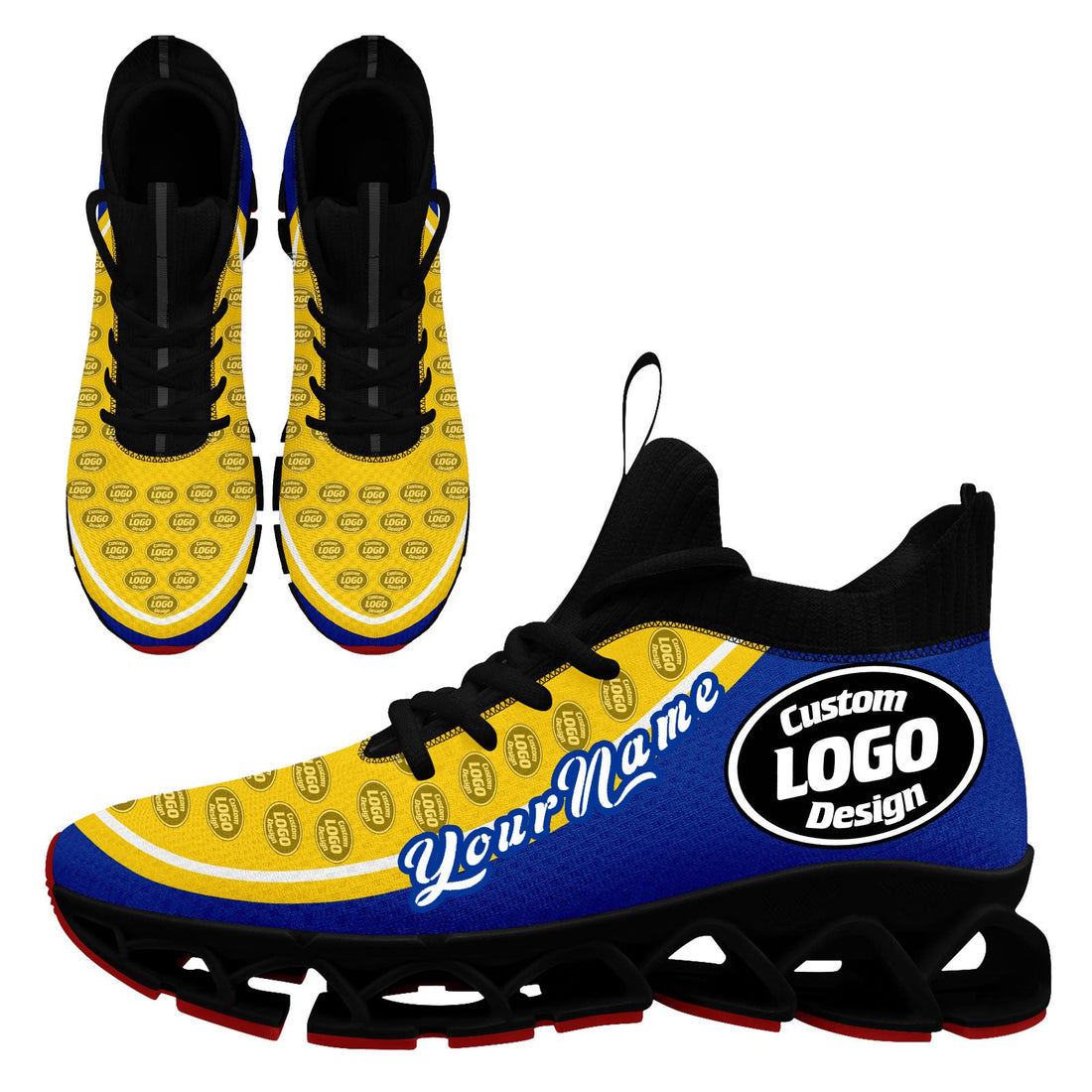 Corporate Gifts,Custom Blue Yellow Maxsoul Shoes Personalized Sneaker FN030XD-D020388-25