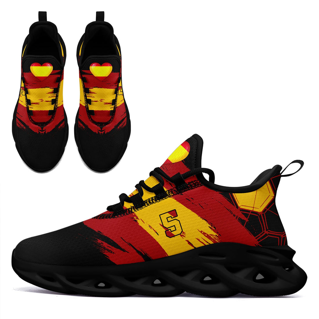 Custom 2026 World Cup Spain Sneakers DIY Country Flag Running Shoes Lightweight Sport Shoes Gift for Football Fans Personalized Team Name and Logo FN003-F023082-7