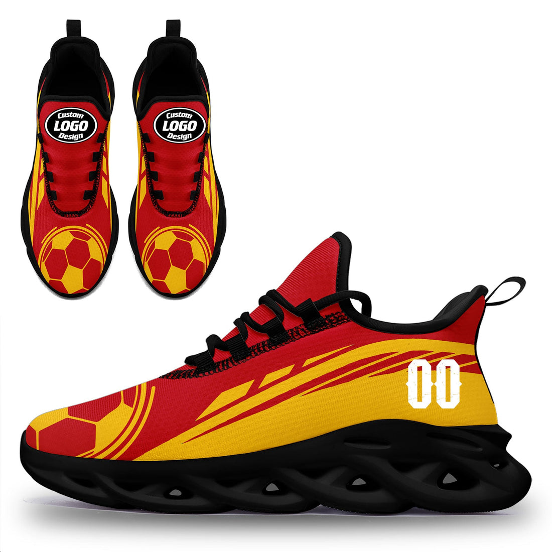 Custom Spain 2026 World Cup Sneakers DIY Country Flag Running Shoes Lightweight Sport Shoes Gift for Football Fans Personalized Team Name and Logo FN003-F025036-6