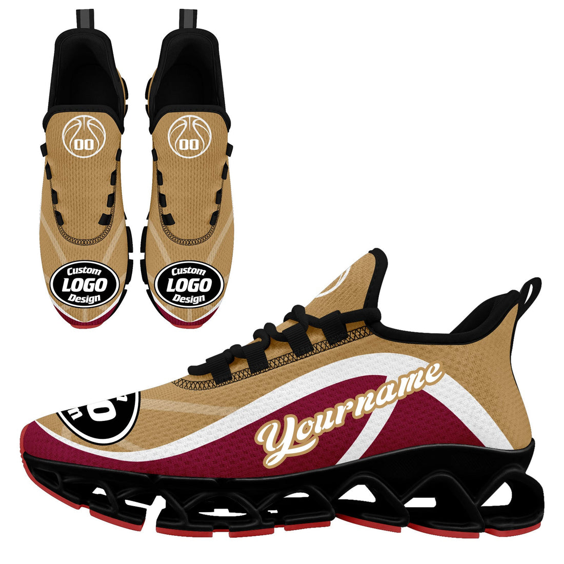 Custom Red Gold Maxsoul Shoes Personalized Sneaker FN003XD-D020391-16