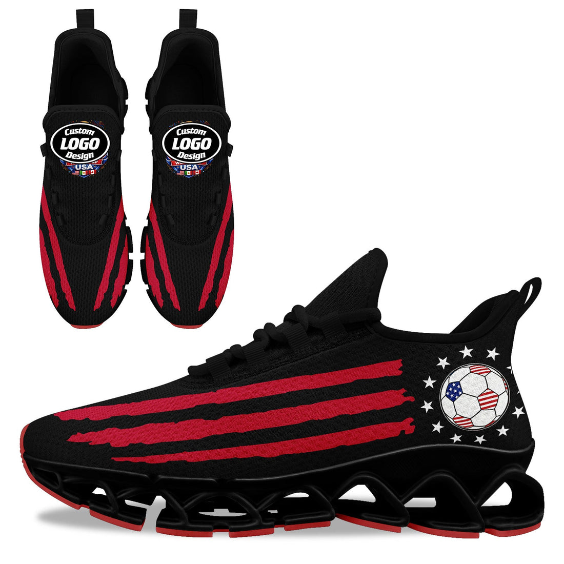Custom United States 2026 World Cup Sneakers DIY Country Flag Running Shoes Lightweight Sport Shoes Gift for Football Fans Personalized Team Name and Logo FN003XD-F028038-2