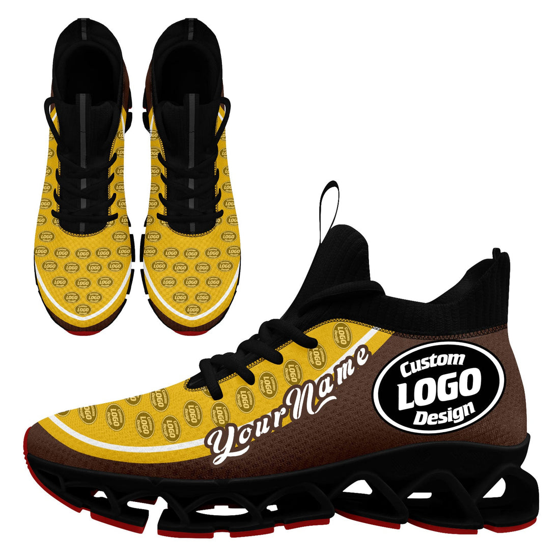 Corporate Gifts,Custom Brown Yellow Maxsoul Shoes Personalized Sneaker FN030XD-D020388-14