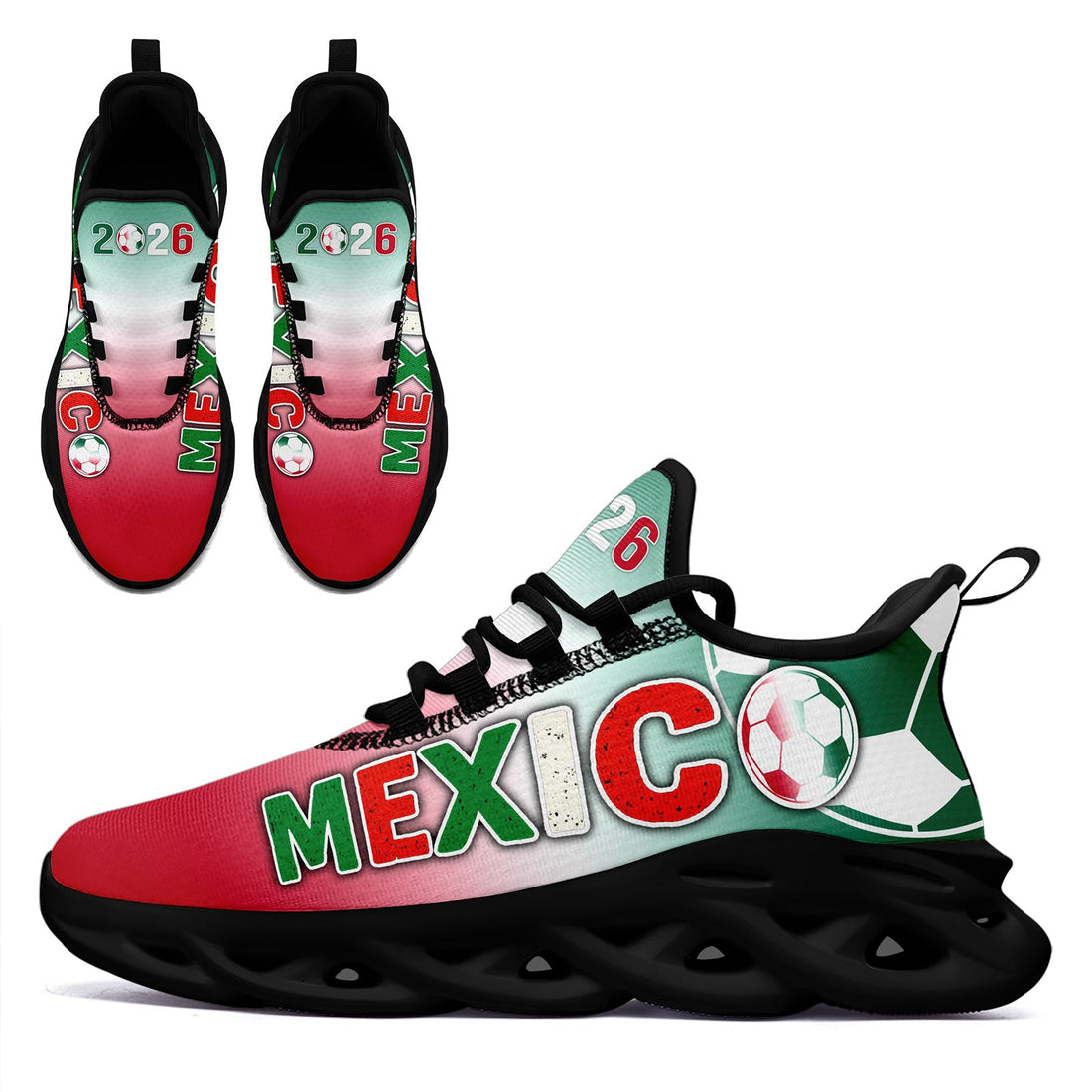 Custom 2026 World Cup Mexico Sneakers DIY Country Flag Running Shoes Lightweight Sport Shoes Gift for Football Fans Personalized Team Name and Logo FN003-F023075-1