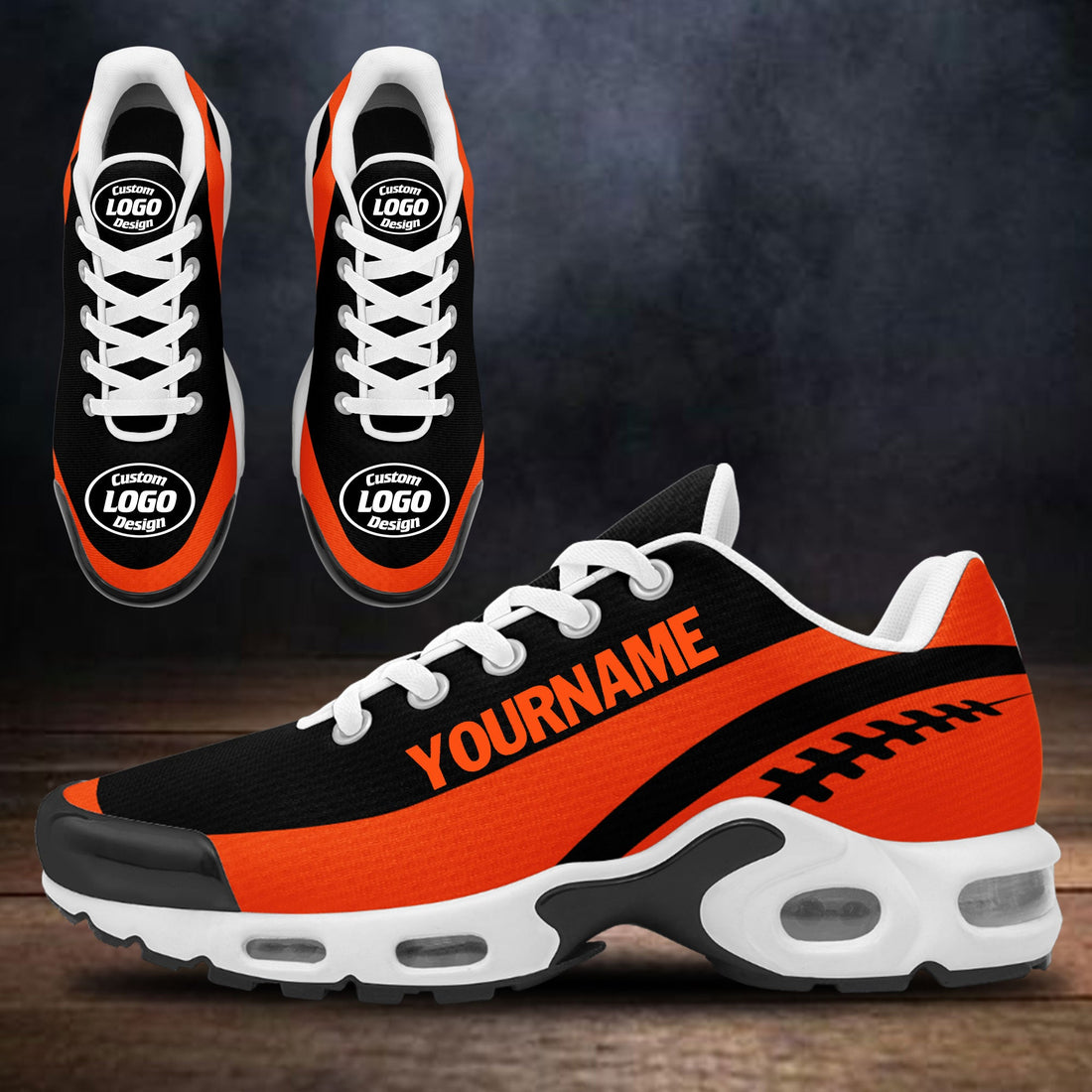 Custom Black Orange TN Shoes Personalized Sneakers TN-D020077-8