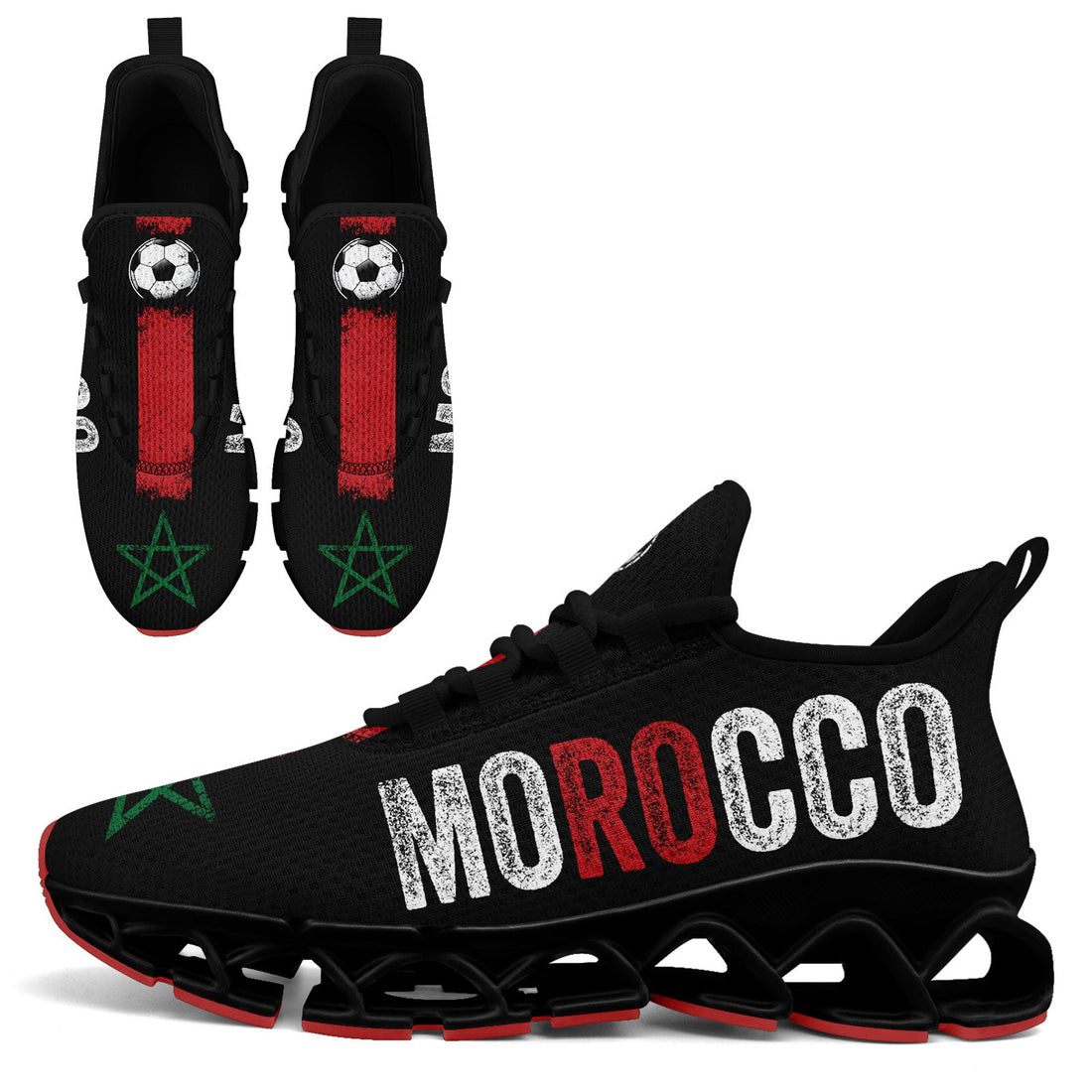 Custom Morocco 2026 World Cup Sneakers DIY Country Flag Running Shoes Lightweight Sport Shoes Gift for Football Fans Personalized Team Name and Logo FN003XD-F009086-1