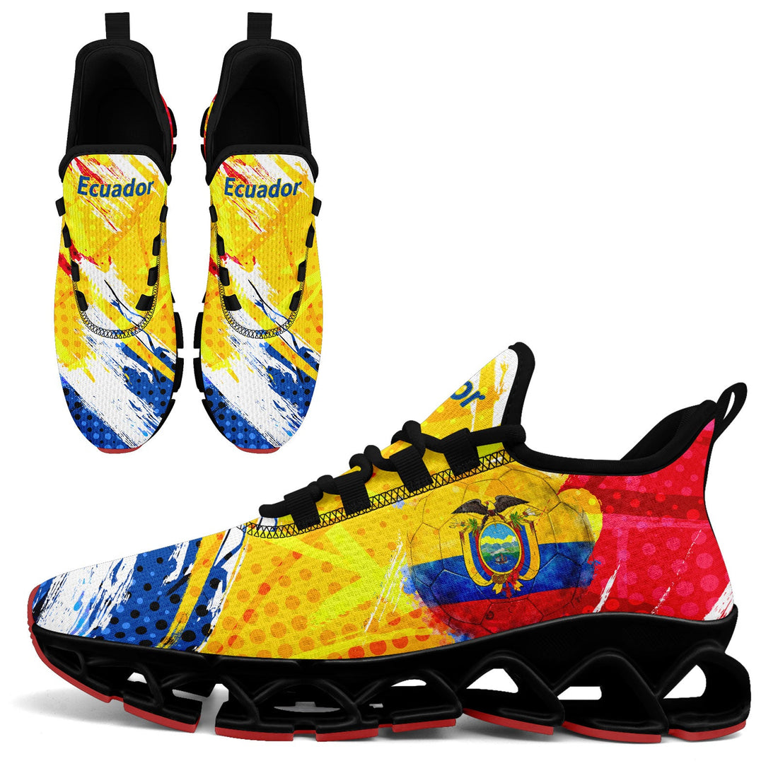 Custom Ecuador 2026 World Cup Sneakers DIY Country Flag Running Shoes Lightweight Sport Shoes Gift for Football Fans Personalized Team Name and Logo FN003XD-F009092-4