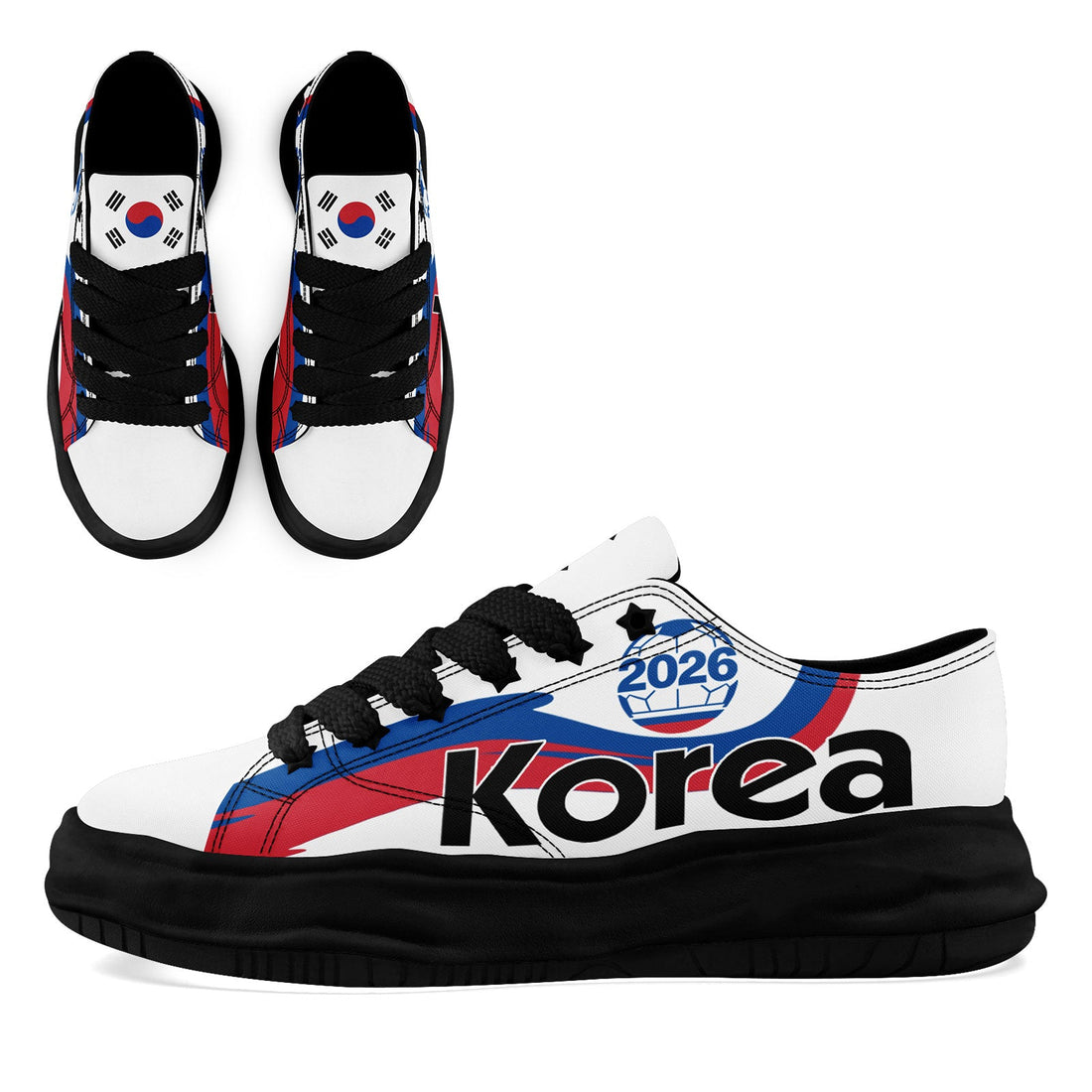 Custom South Korea 2026 World Cup Sneakers DIY Country Flag Running Shoes Lightweight Sport Shoes Gift for Football Fans Personalized Team Name and Logo FN038-F009095-3