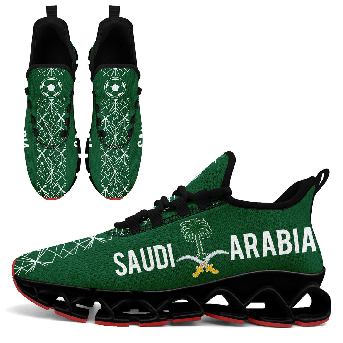 Custom Saudi Arabia 2026 World Cup Sneakers DIY Country Flag Running Shoes Lightweight Sport Shoes Gift for Football Fans Personalized Team Name and Logo FN003XD-F009100-3