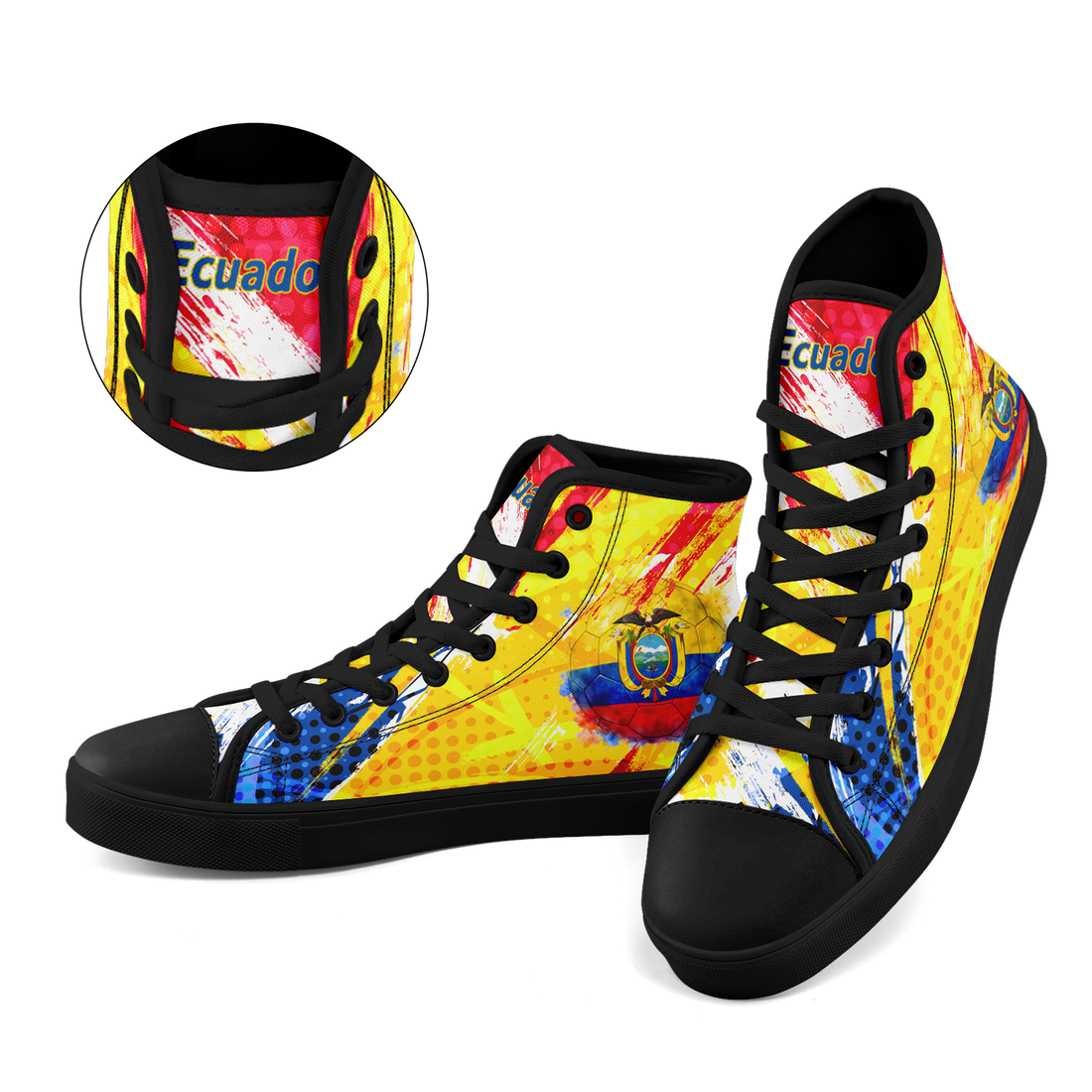 Custom Ecuador 2026 World Cup Sneakers DIY Country Flag Running Shoes Lightweight Sport Shoes Gift for Football Fans Personalized Team Name and Logo FN024-F009099-4