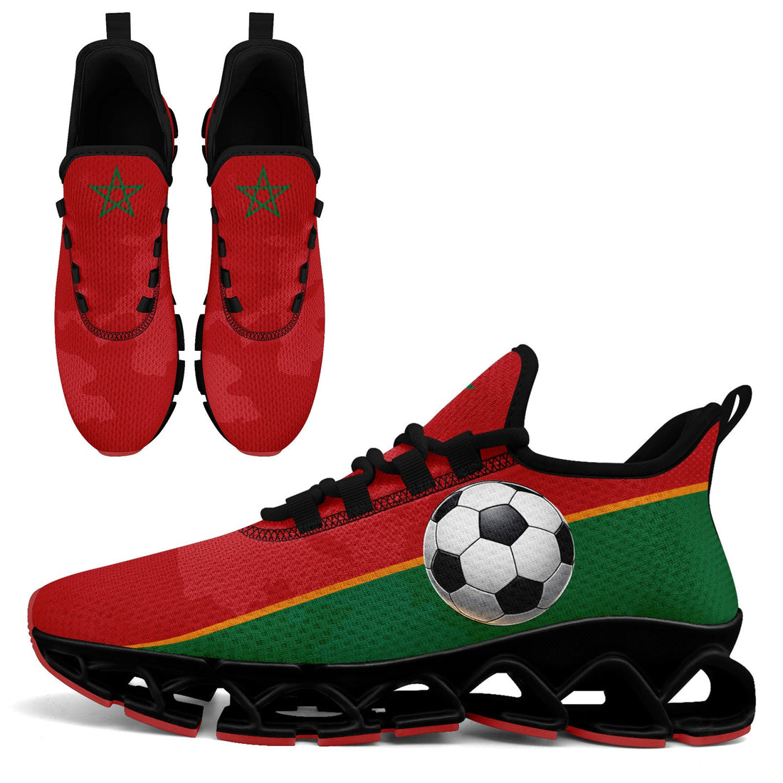 Custom Morocco 2026 World Cup Sneakers DIY Country Flag Running Shoes Lightweight Sport Shoes Gift for Football Fans Personalized Team Name and Logo FN003XD-F009086-3