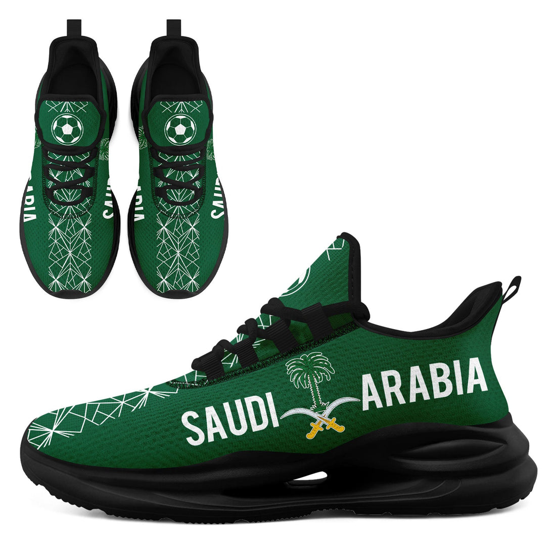 Custom Saudi Arabia 2026 World Cup Sneakers DIY Country Flag Running Shoes Lightweight Sport Shoes Gift for Football Fans Personalized Team Name and Logo FN079-F009093-3