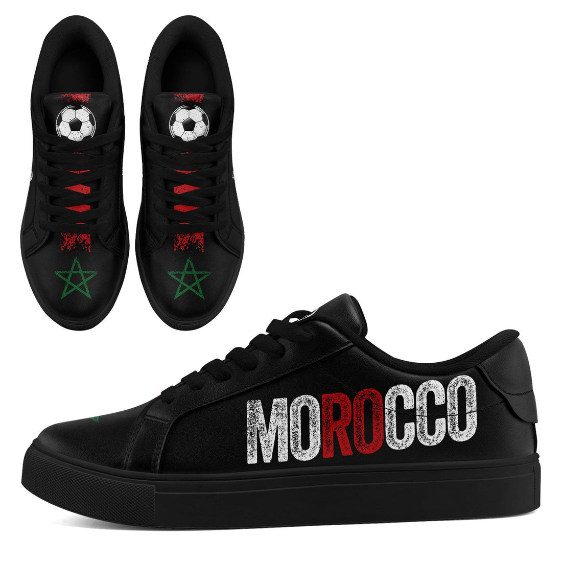 Custom Morocco 2026 World Cup Sneakers DIY Country Flag Running Shoes Lightweight Sport Shoes Gift for Football Fans Personalized Team Name and Logo FN023-F009097-1