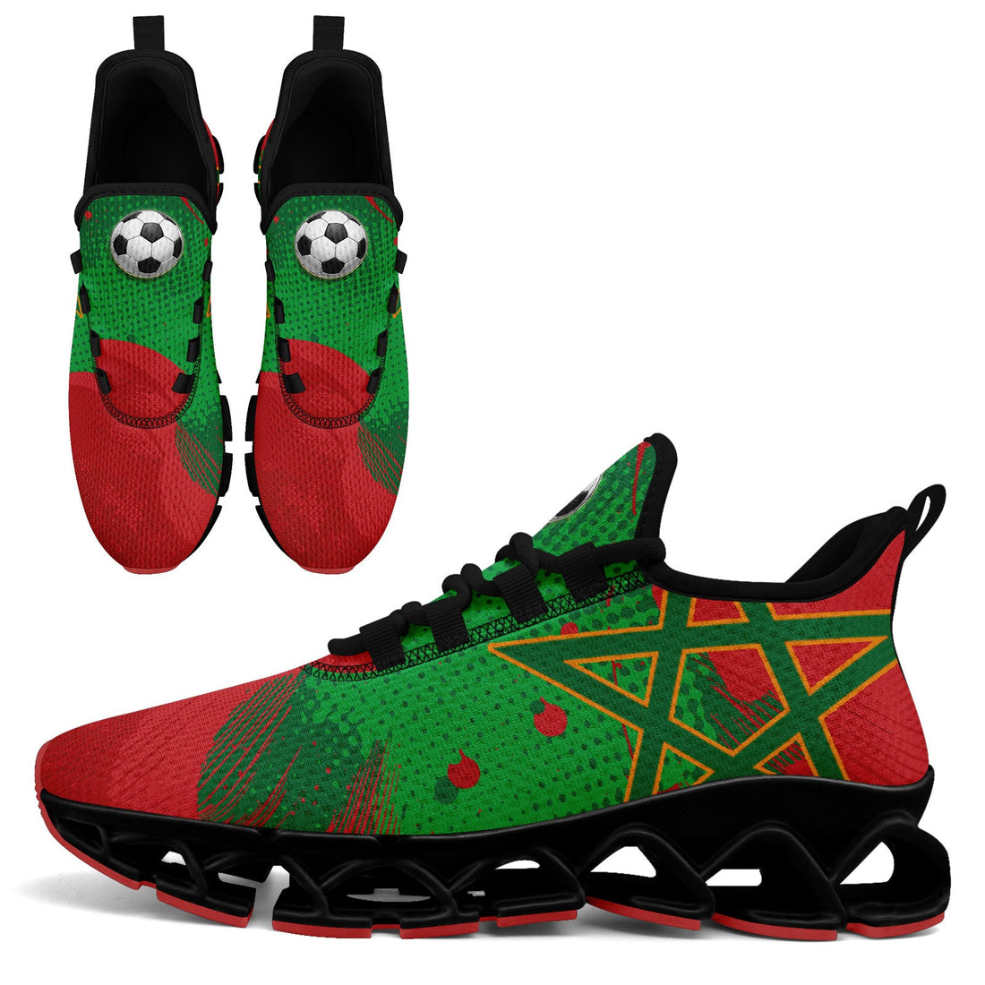 Custom Morocco 2026 World Cup Sneakers DIY Country Flag Running Shoes Lightweight Sport Shoes Gift for Football Fans Personalized Team Name and Logo FN003XD-F009086-4