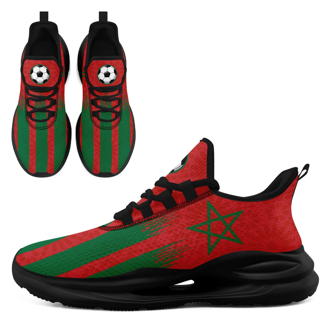 Custom Morocco 2026 World Cup Sneakers DIY Country Flag Running Shoes Lightweight Sport Shoes Gift for Football Fans Personalized Team Name and Logo FN079-F009083-2