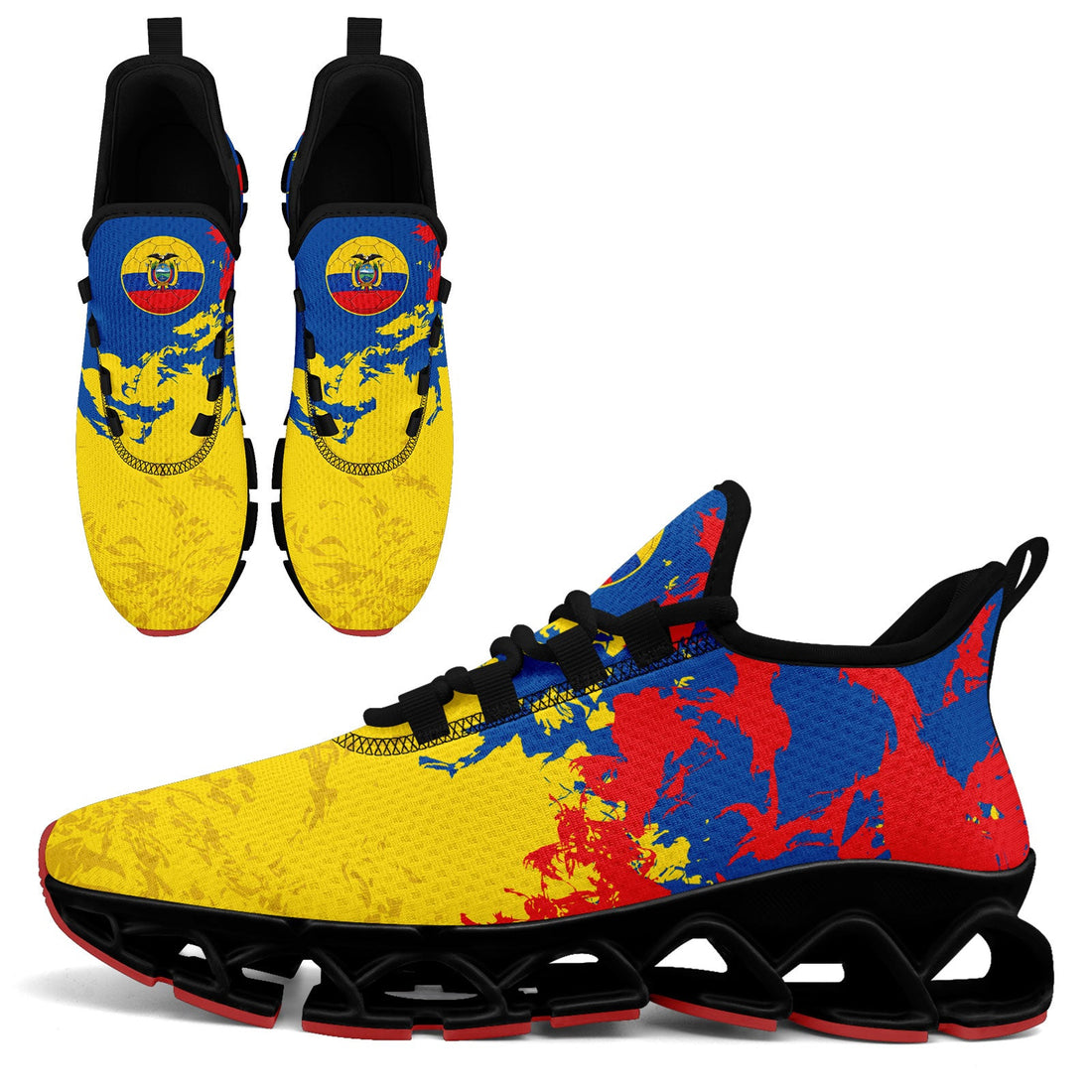 Custom Ecuador 2026 World Cup Sneakers DIY Country Flag Running Shoes Lightweight Sport Shoes Gift for Football Fans Personalized Team Name and Logo FN003XD-F009092-1