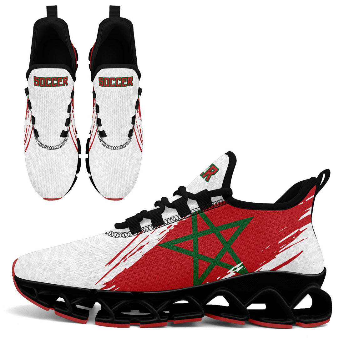 Custom Morocco 2026 World Cup Sneakers DIY Country Flag Running Shoes Lightweight Sport Shoes Gift for Football Fans Personalized Team Name and Logo FN003XD-F009086-5