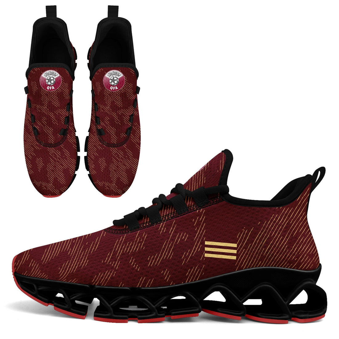 Custom Qatar 2026 World Cup Sneakers DIY Country Flag Running Shoes Lightweight Sport Shoes Gift for Football Fans Personalized Team Name and Logo FN003XD-F020030-5
