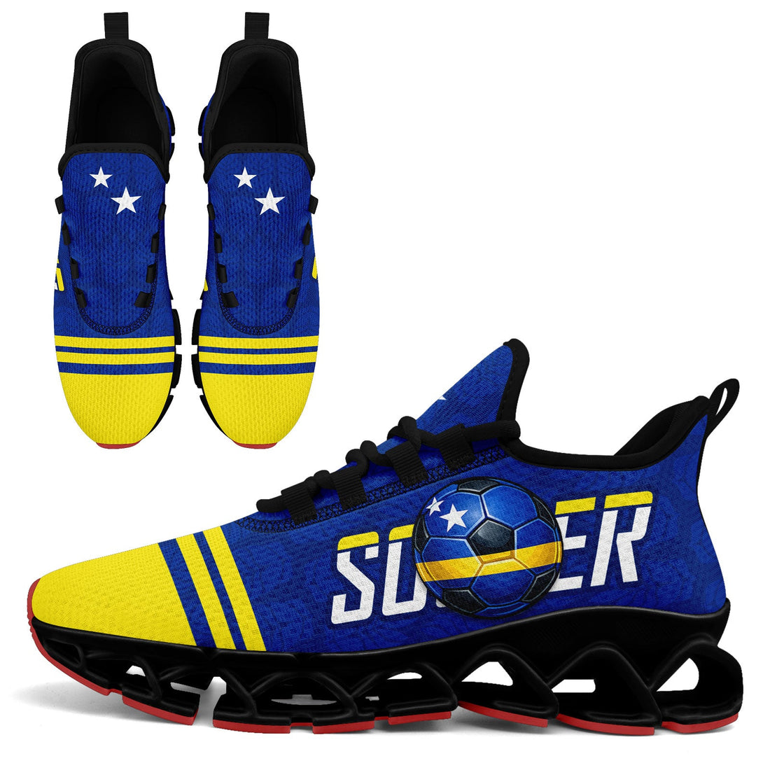 Custom Curaçao 2026 World Cup Sneakers DIY Country Flag Running Shoes Lightweight Sport Shoes Gift for Football Fans Personalized Team Name and Logo FN003XD-F009091-3