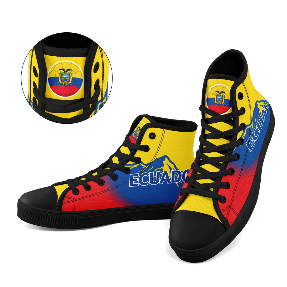 Custom Ecuador 2026 World Cup Sneakers DIY Country Flag Running Shoes Lightweight Sport Shoes Gift for Football Fans Personalized Team Name and Logo FN024-F009099-5