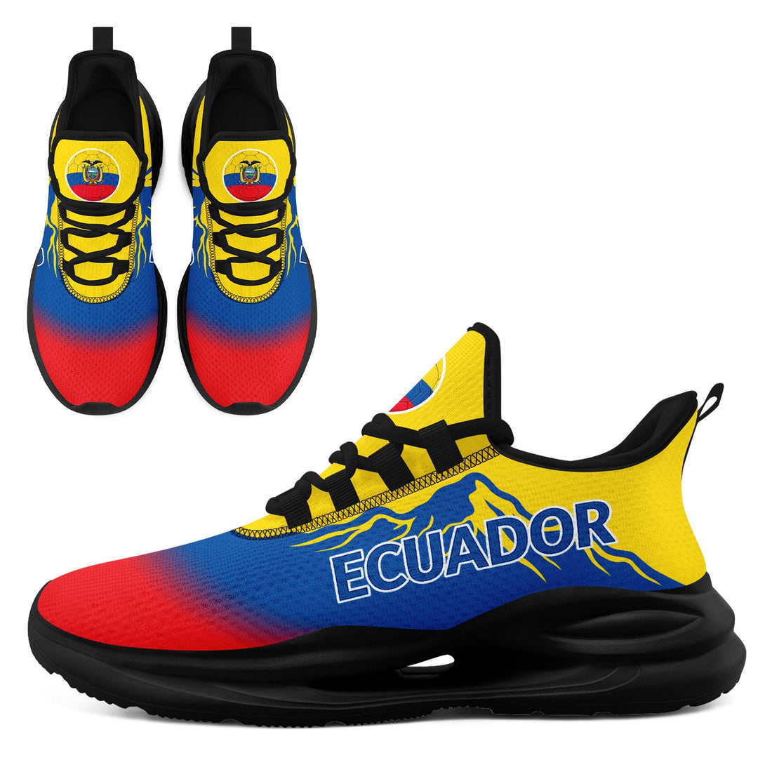 Custom Ecuador 2026 World Cup Sneakers DIY Country Flag Running Shoes Lightweight Sport Shoes Gift for Football Fans Personalized Team Name and Logo FN079-F009088-5