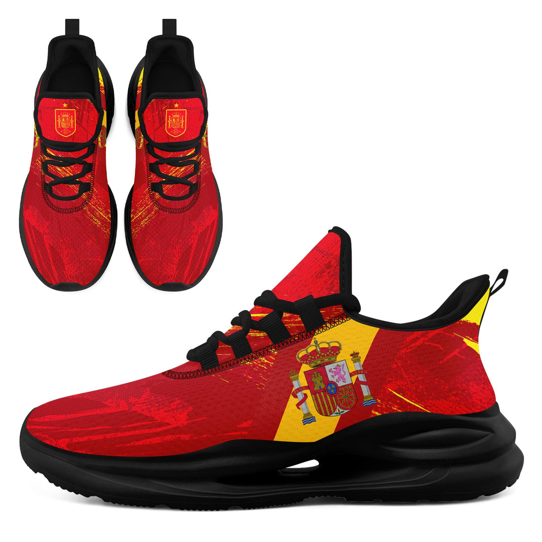 Custom Spain 2026 World Cup Sneakers DIY Country Flag Running Shoes Lightweight Sport Shoes Gift for Football Fans Personalized Team Name and Logo FN079-F020028-1
