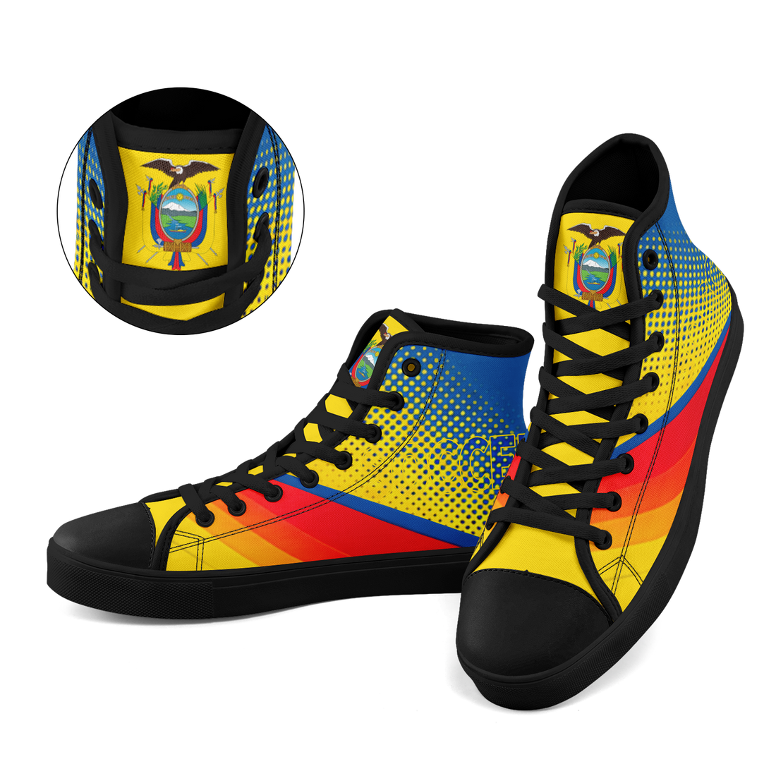 Custom Ecuador 2026 World Cup Sneakers DIY Country Flag Running Shoes Lightweight Sport Shoes Gift for Football Fans Personalized Team Name and Logo FN024-F009099-3