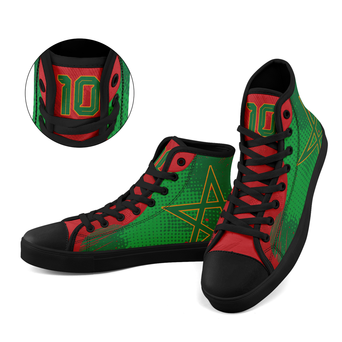 Custom Morocco 2026 World Cup Sneakers DIY Country Flag Running Shoes Lightweight Sport Shoes Gift for Football Fans Personalized Team Name and Logo FN024-F009090-4