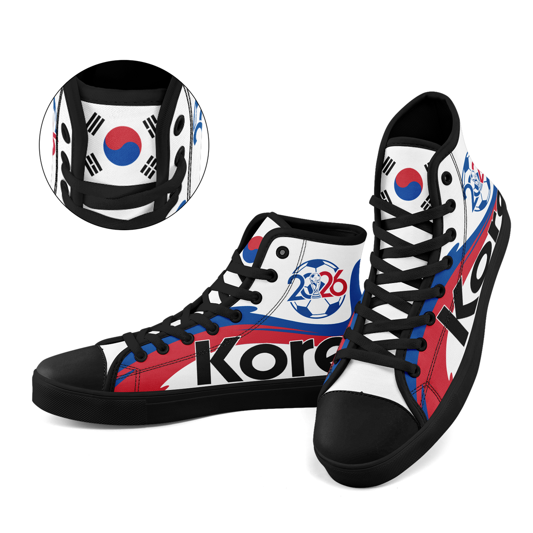 Custom South Korea 2026 World Cup Sneakers DIY Country Flag Running Shoes Lightweight Sport Shoes Gift for Football Fans Personalized Team Name and Logo FN024-F009070-3