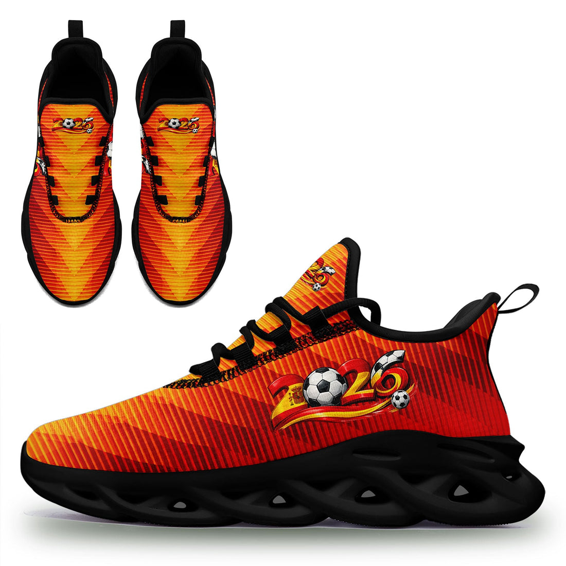 Custom 2026 World Cup Spain Sneakers DIY Country Flag Running Shoes Lightweight Sport Shoes Gift for Football Fans Personalized Team Name and Logo FN003-F027068-3