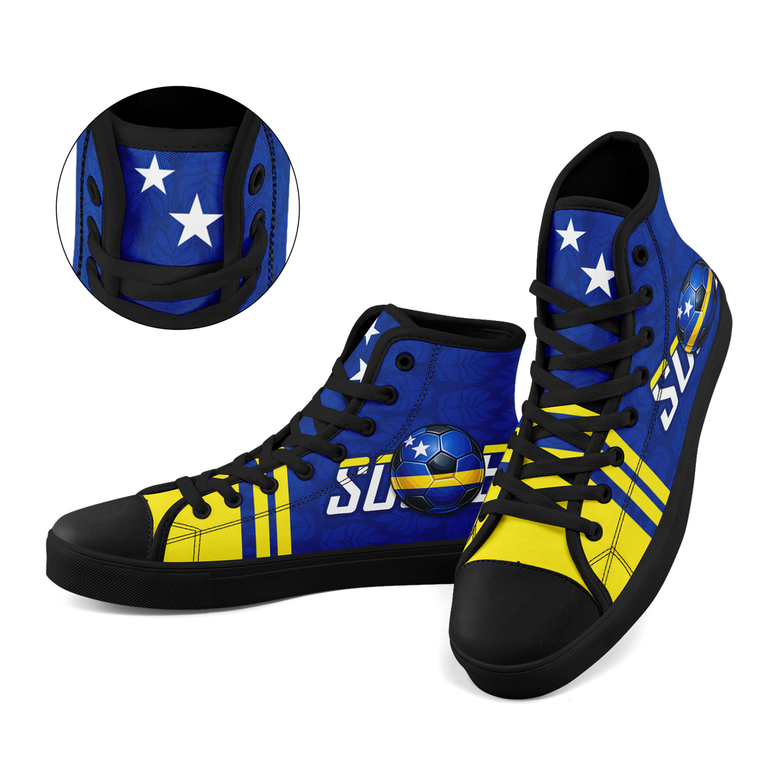 Custom Curaçao 2026 World Cup Sneakers DIY Country Flag Running Shoes Lightweight Sport Shoes Gift for Football Fans Personalized Team Name and Logo FN024-F009098-3